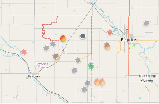 NASA FIRMS satellite fire detection showing active fires on the permit map